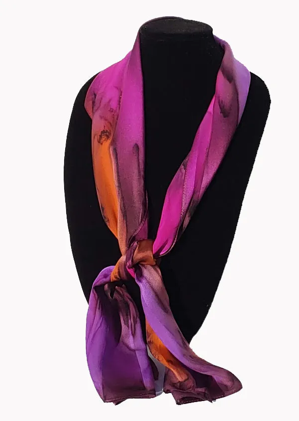 17" x 72" Hand Painted Silk Satin Stripe Scarves