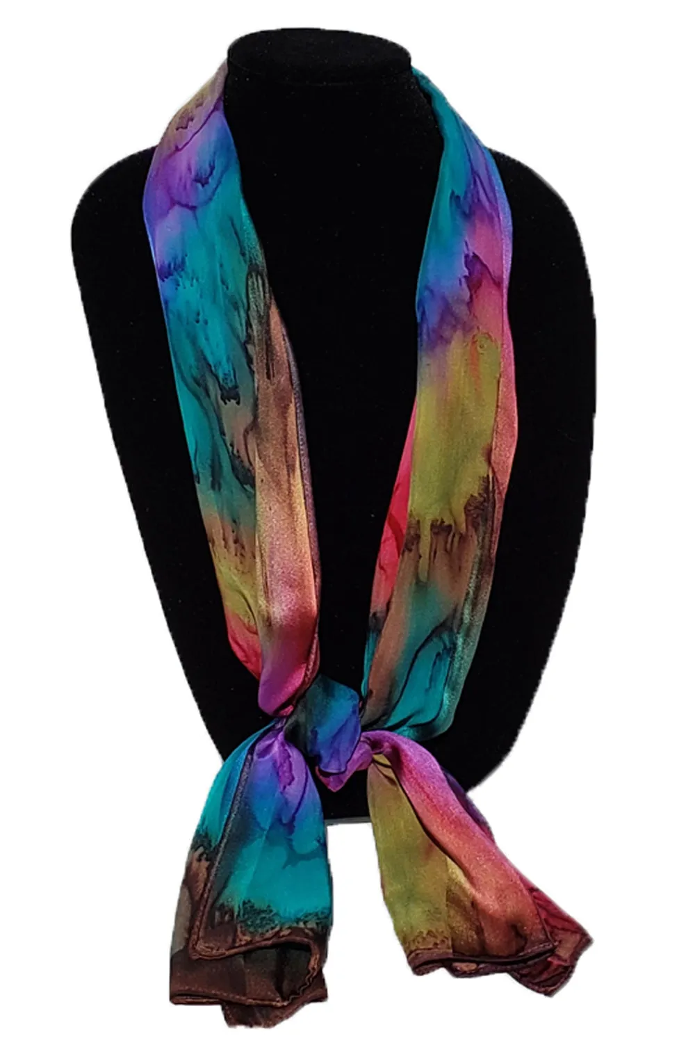 17" x 72" Hand Painted Silk Satin Stripe Scarves