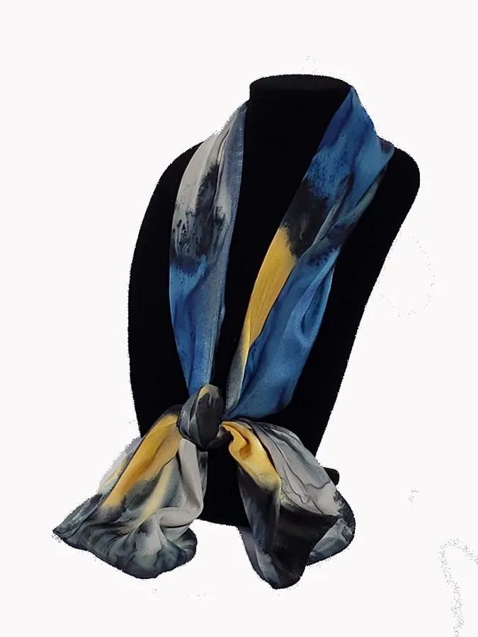 17" x 72" Hand Painted Silk Satin Stripe Scarves