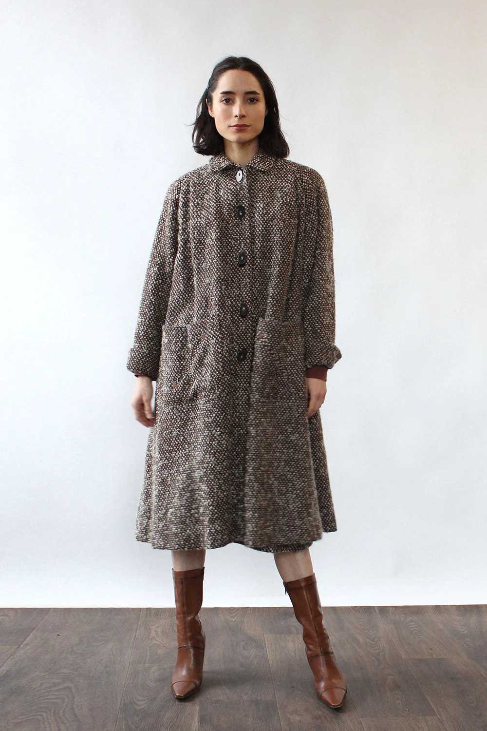 1940s Tweed Swing Coat Ensemble XS