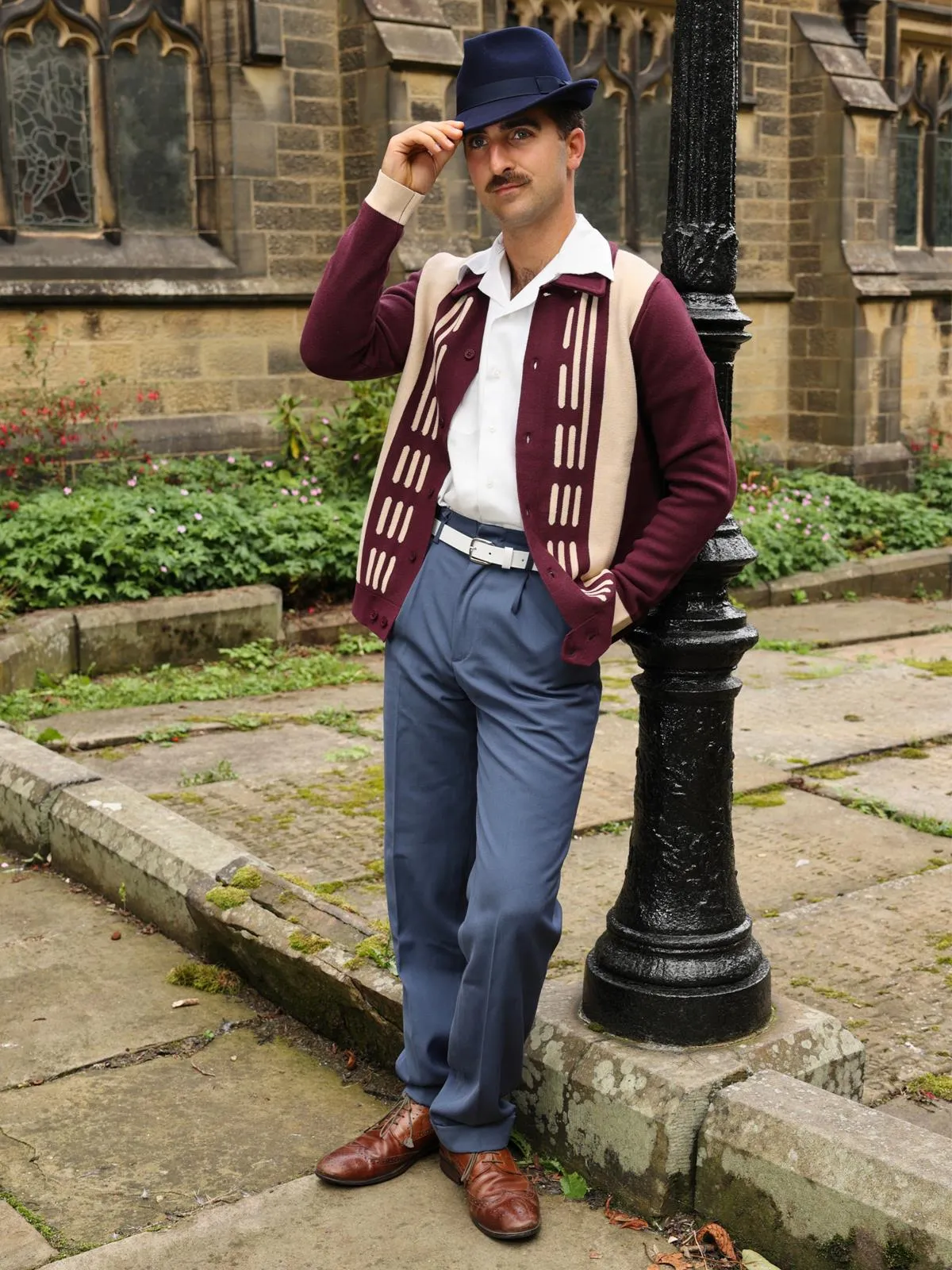 1950s Vintage Chuck Pleated Peg Trousers in Blue