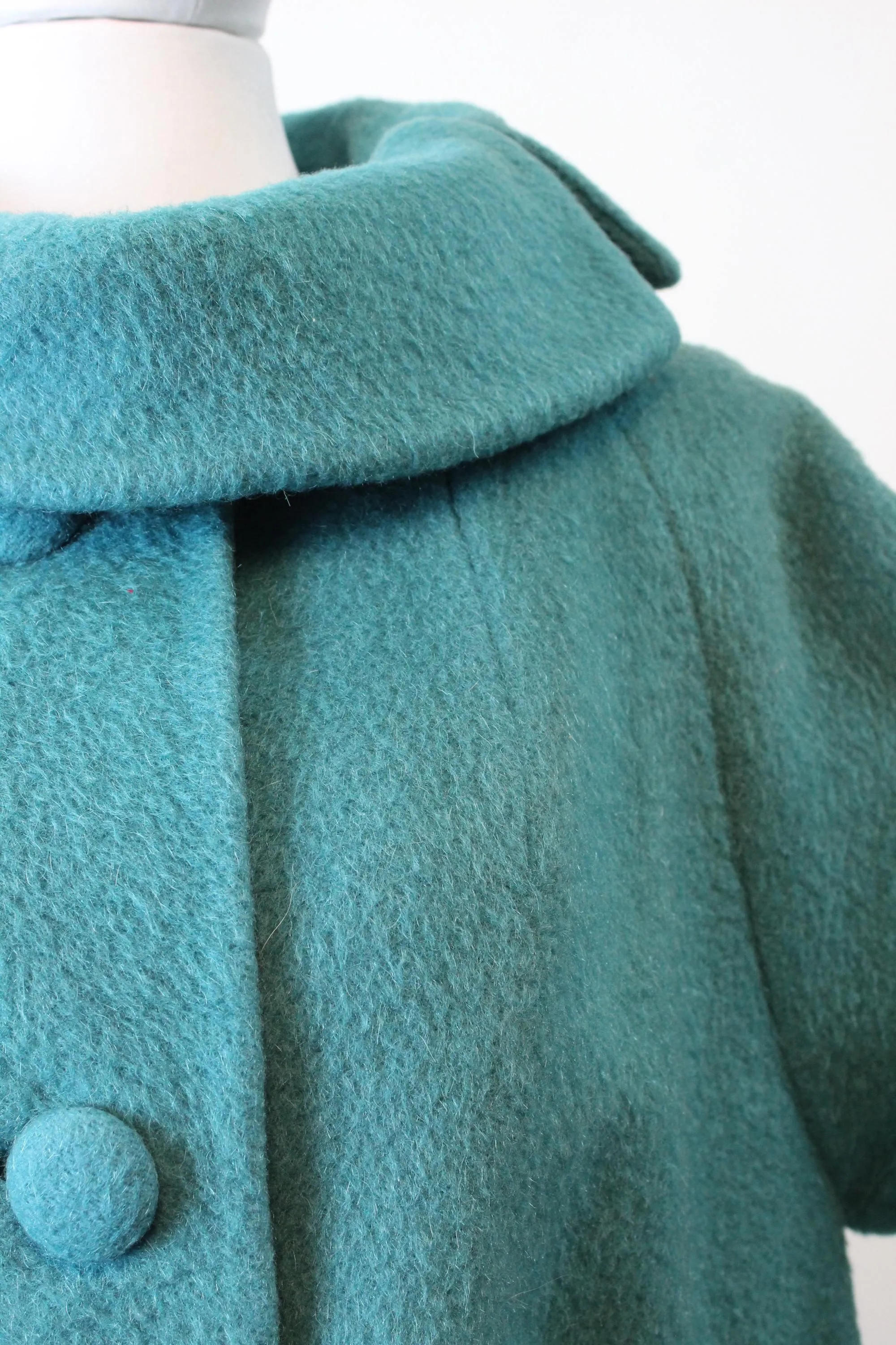 1960s 1965 LILLI ANN turquoise mohair coat | new fall winter