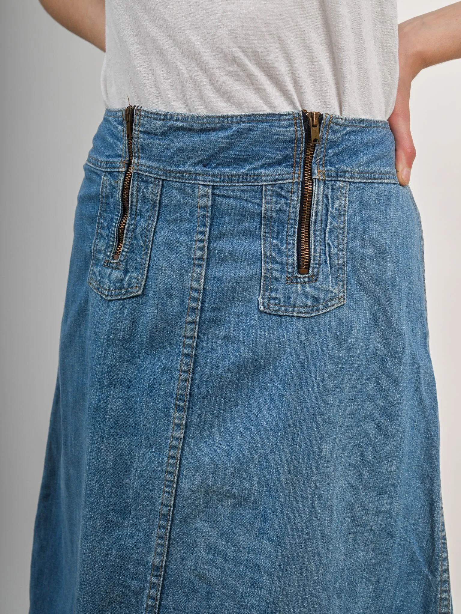 1970s Wrangler Double Zipper Denim Skirt