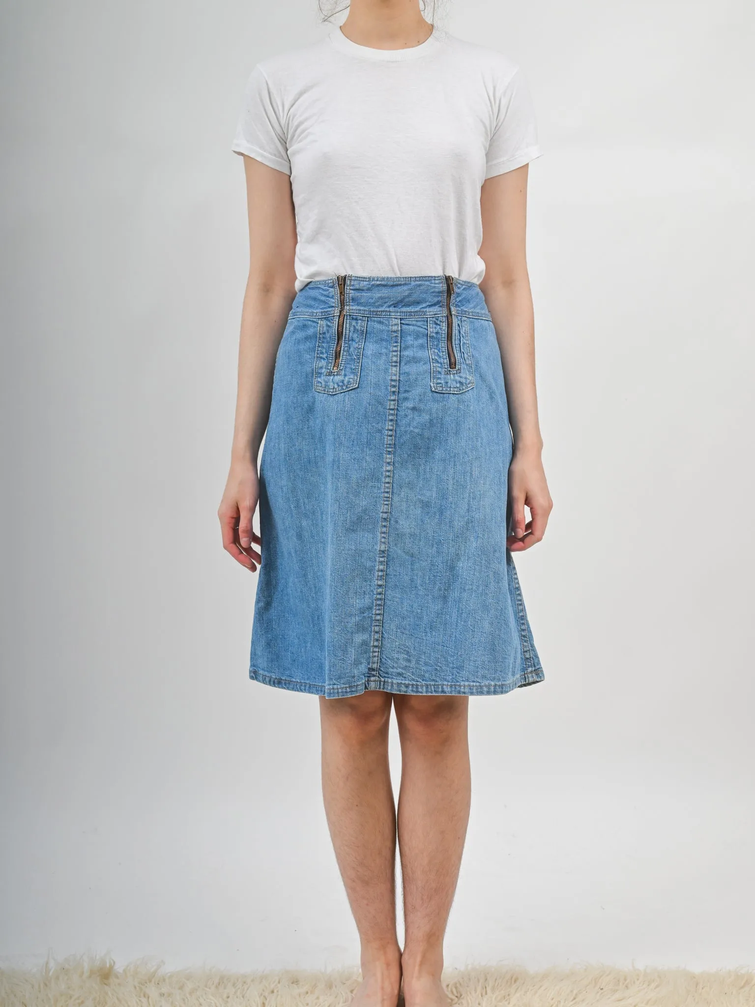 1970s Wrangler Double Zipper Denim Skirt