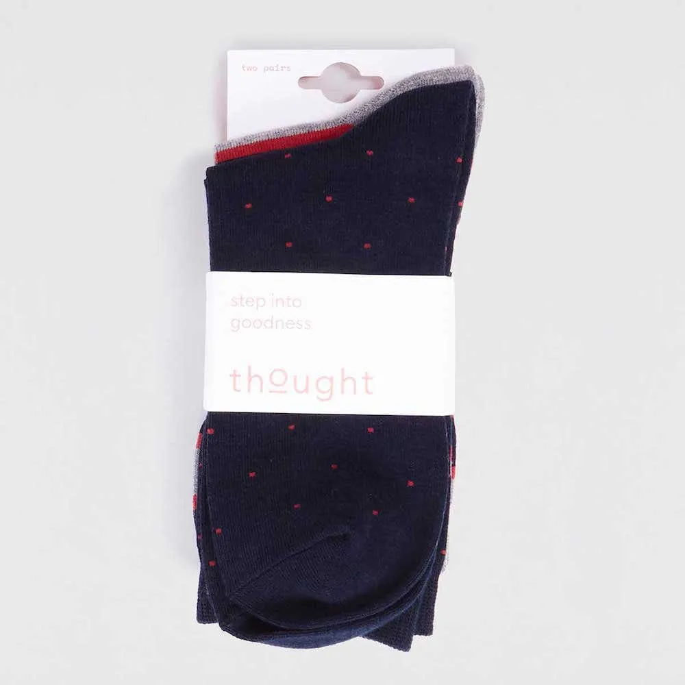 2-Pack of Men's Bamboo Socks by Thought - Spots and Stripes