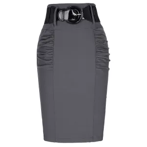 2017 New Sexy Pencil Skirts Womens Business Work Office Skirt With Belt High Waist Elastic Casual Bodycon Slim Fit Ladies Skirts