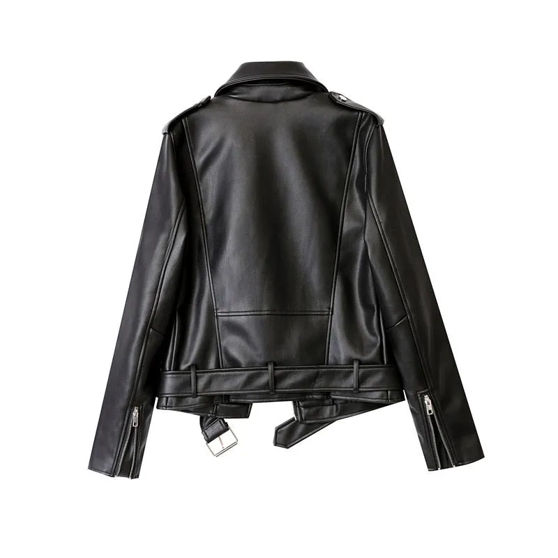 A&A Belted Faux Leather Jacket