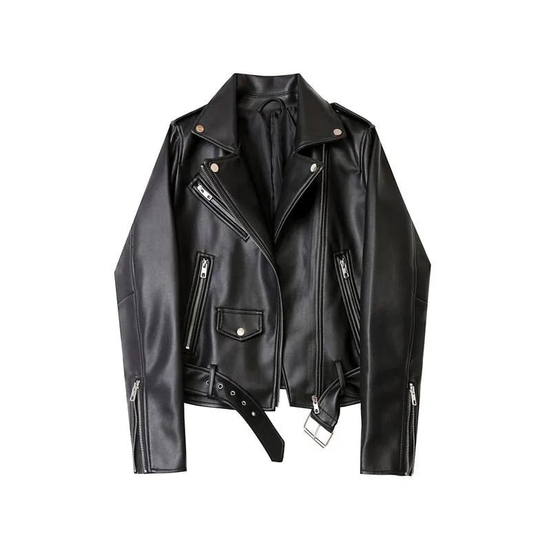 A&A Belted Faux Leather Jacket