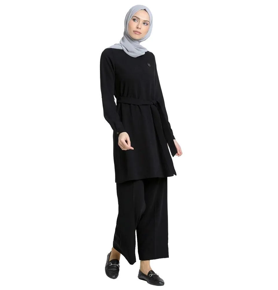 Abaci Solid Tunic & Pant Set 12252 Black