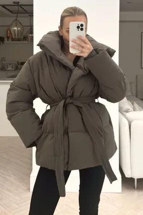 Alaska grey short padded duvet button up coat