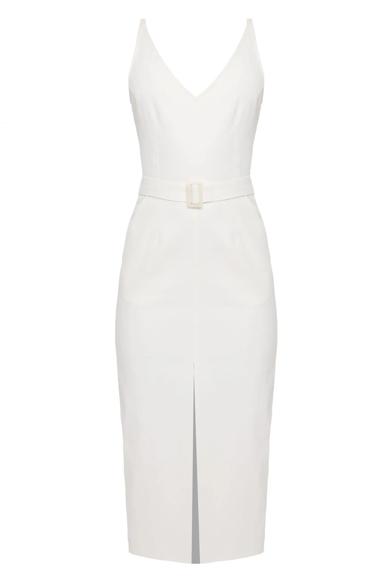 ALBERTA off-white denim midi dress with pencil skirt