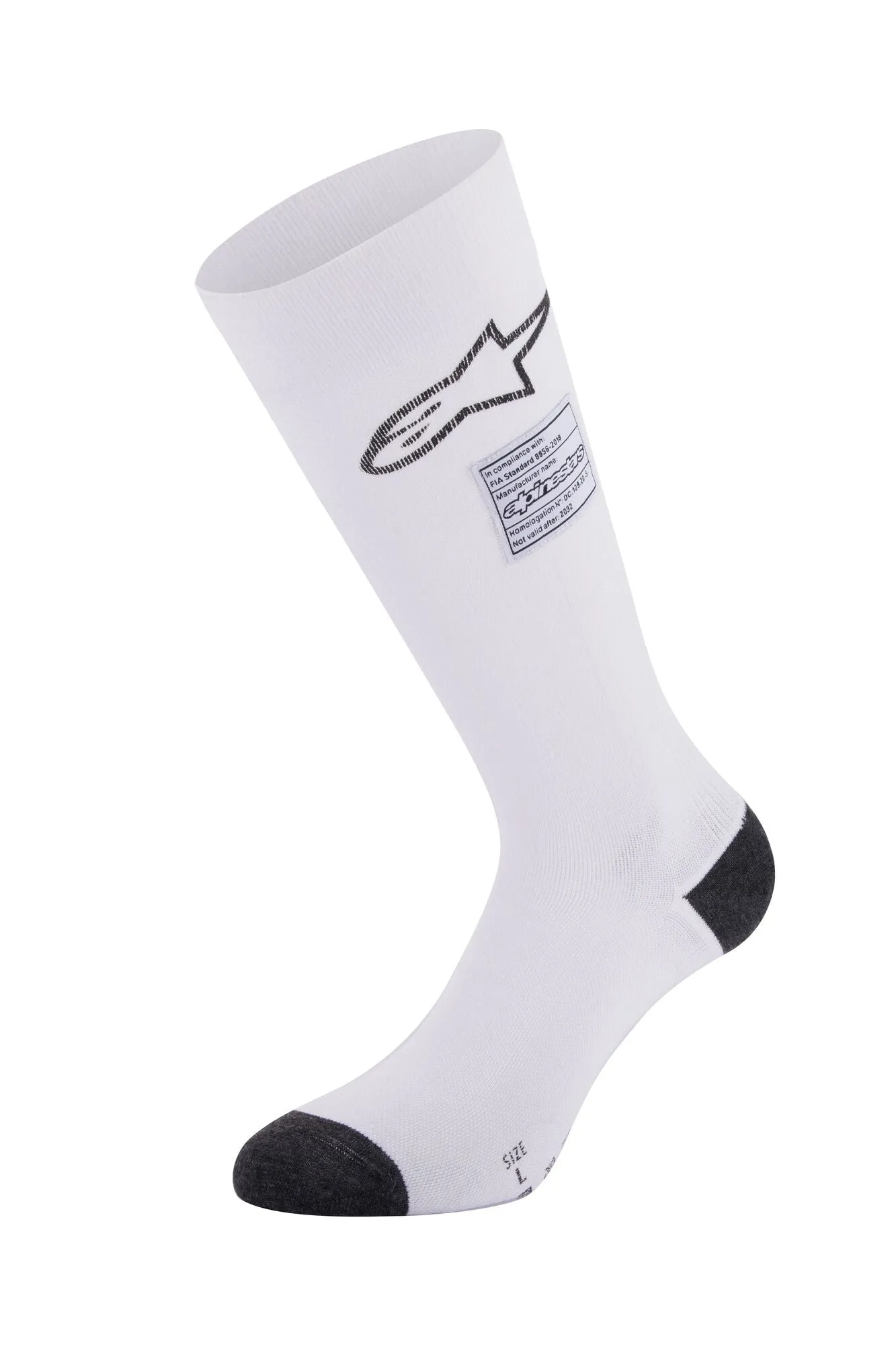 ALPINESTARS 4704323_20_M ZX V4 Racing socks, FIA 8856-2018, white, Size M