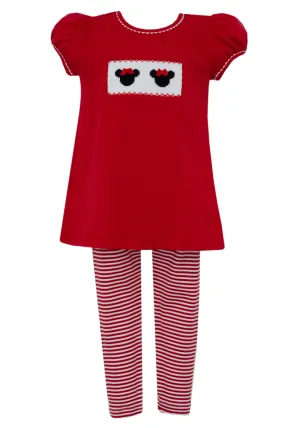 Anavini Mickey Red Knit Tunic Set W/Red Knit stripe Leggings 308N-AF24 5107