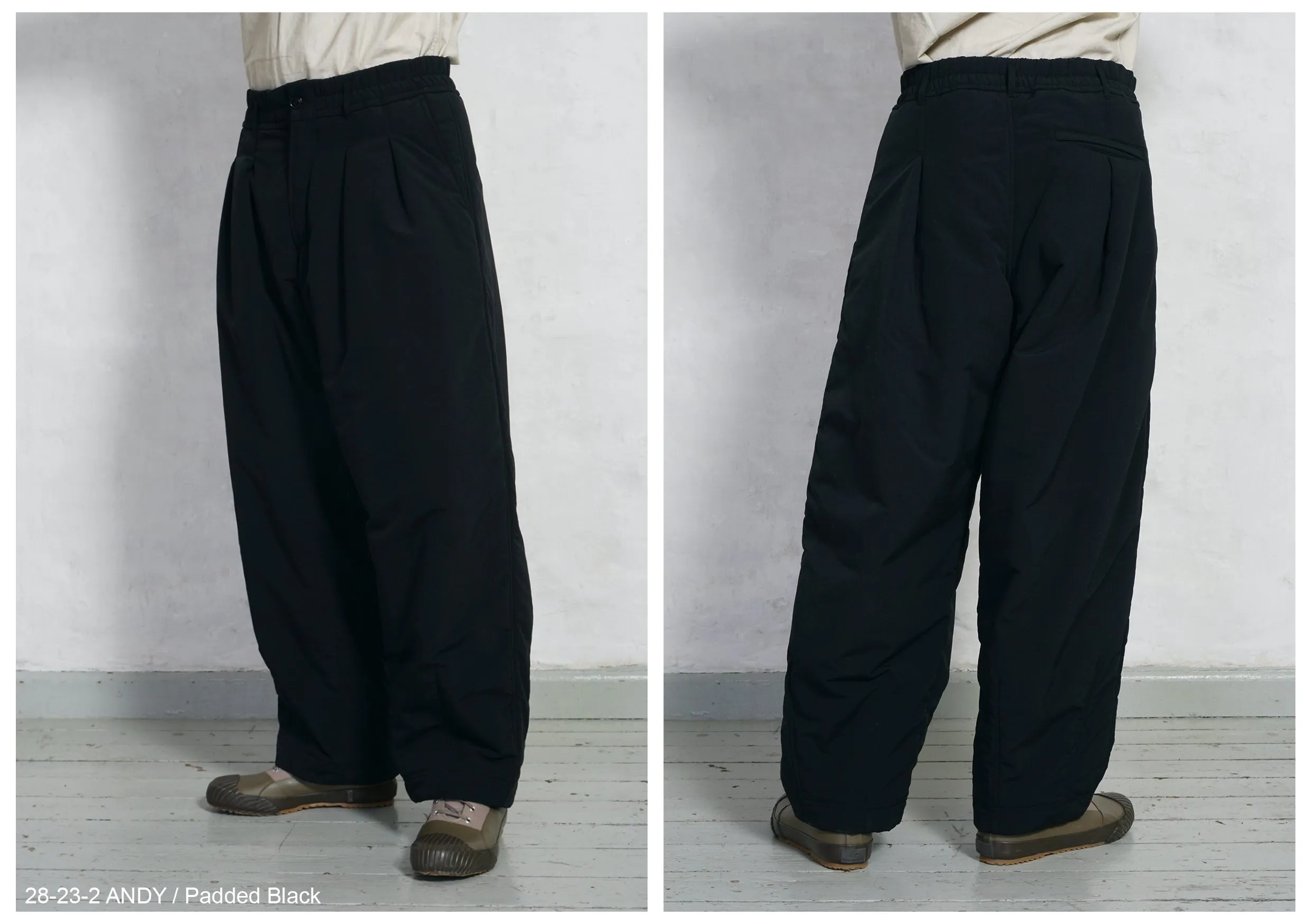 ANDY 28-23-2 | Wide Cut Padded Trousers | Padded Black