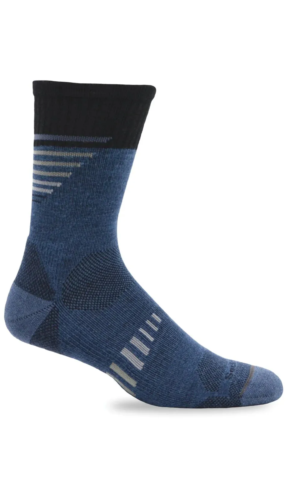 Ascend II Men's Merino/Alpaca Crew Moderate Compression Sock in Denim