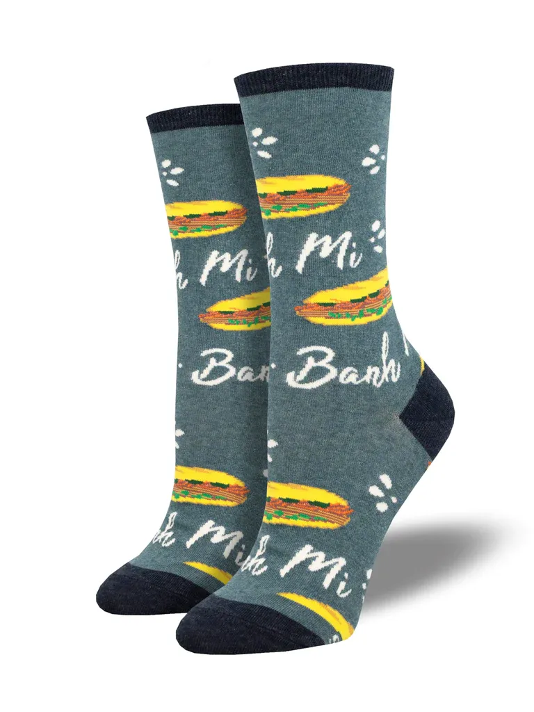 Bahn Mi Women's Crew Socks Blue Heather