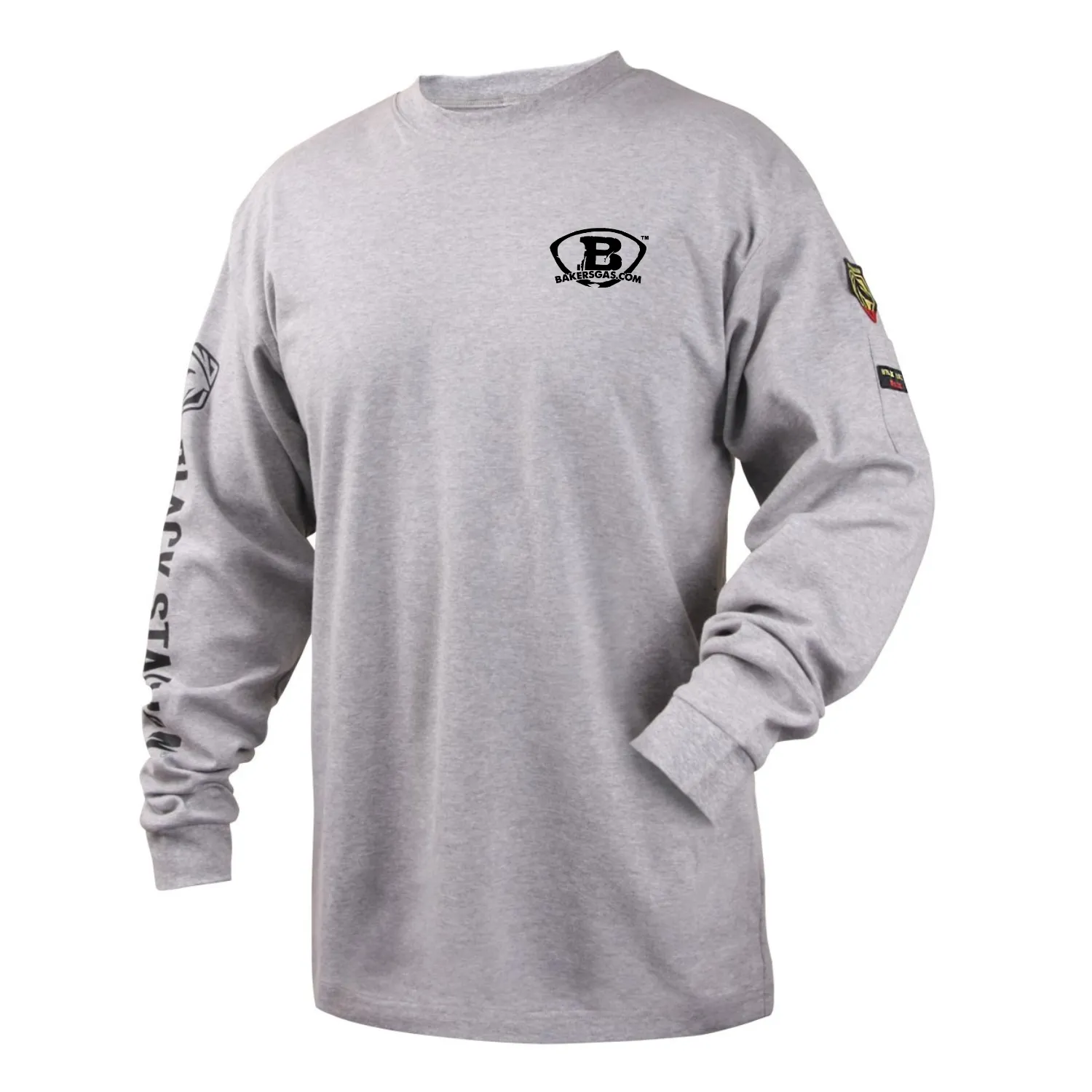 Baker's Gas Black Stallion FR Cotton Knit Long-Sleeve T-Shirt, Gray - TF2510-GY