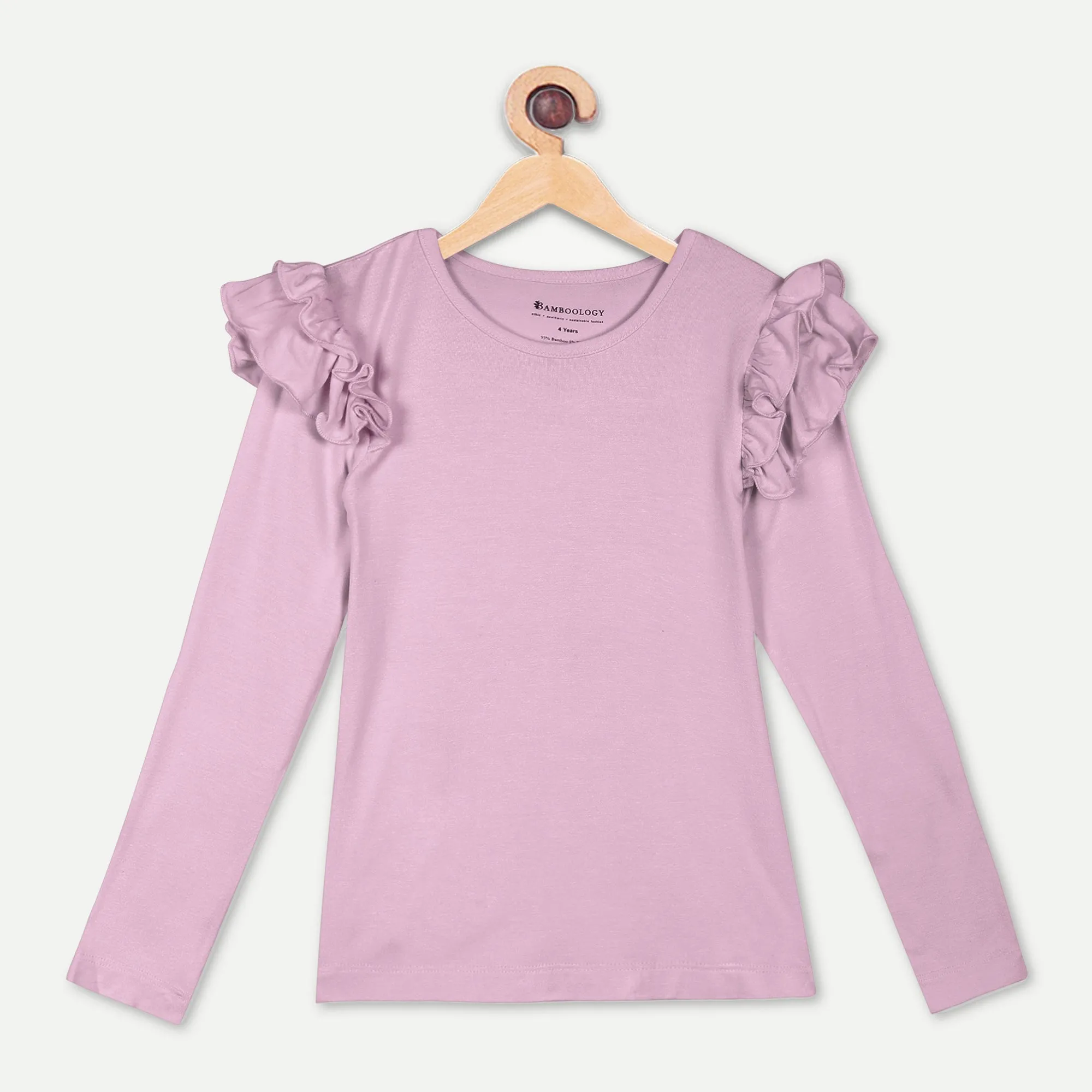 Bamboology Trends Bamboo Fabric Girl's Ruffled Shoulder Top | Anti-bacterial, Anti-viral Collection