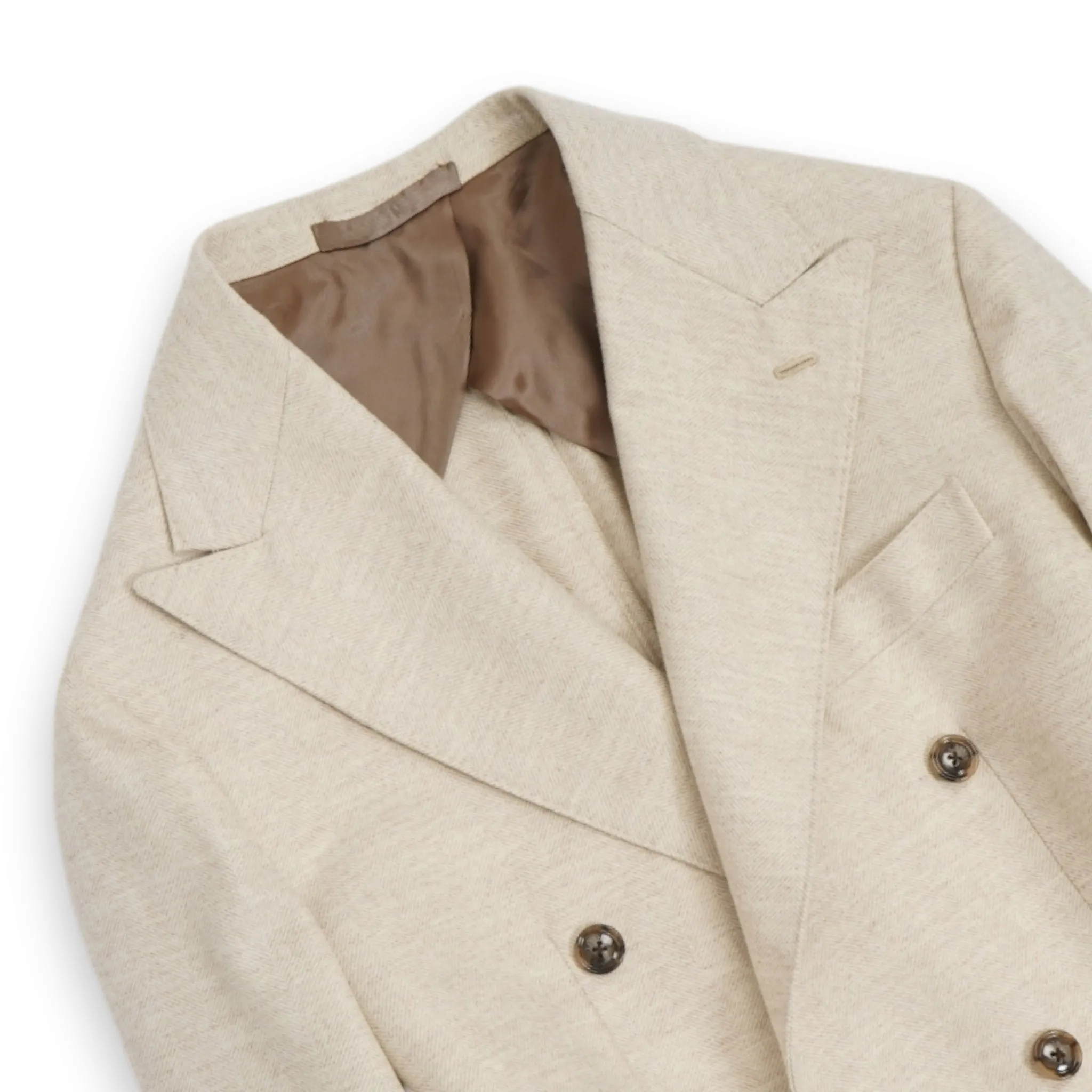 Barba Napoli - Beige Herringbone DB. Virgin Wool Sports Jacket 52