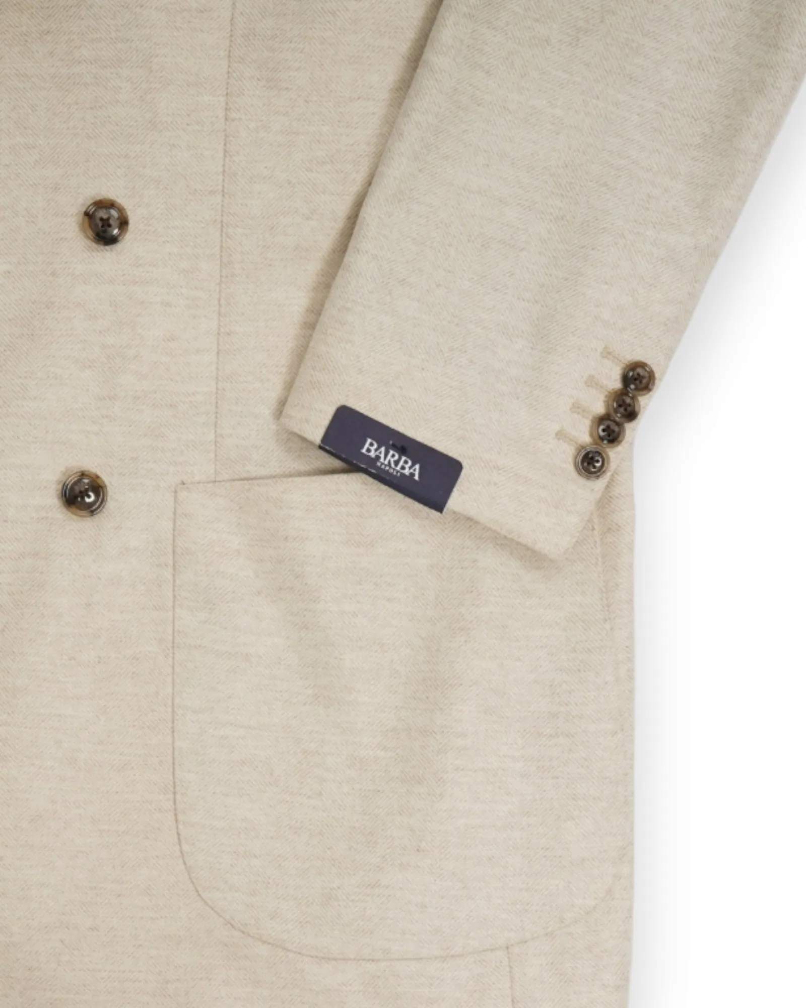 Barba Napoli - Beige Herringbone DB. Virgin Wool Sports Jacket 52