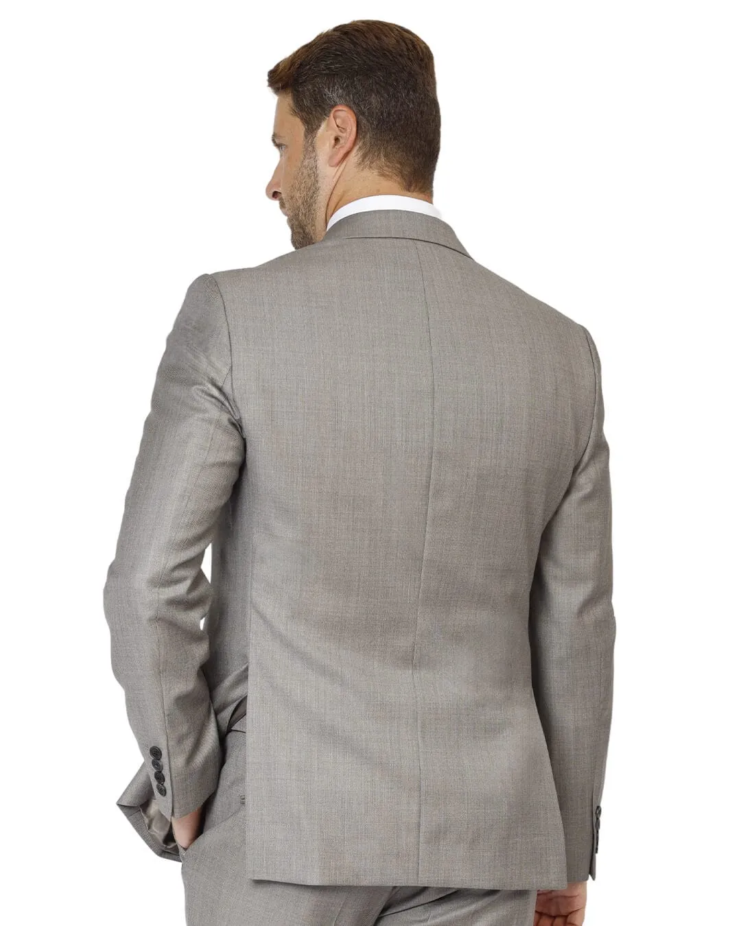 Beige Dormeuil Sharkskin Suit