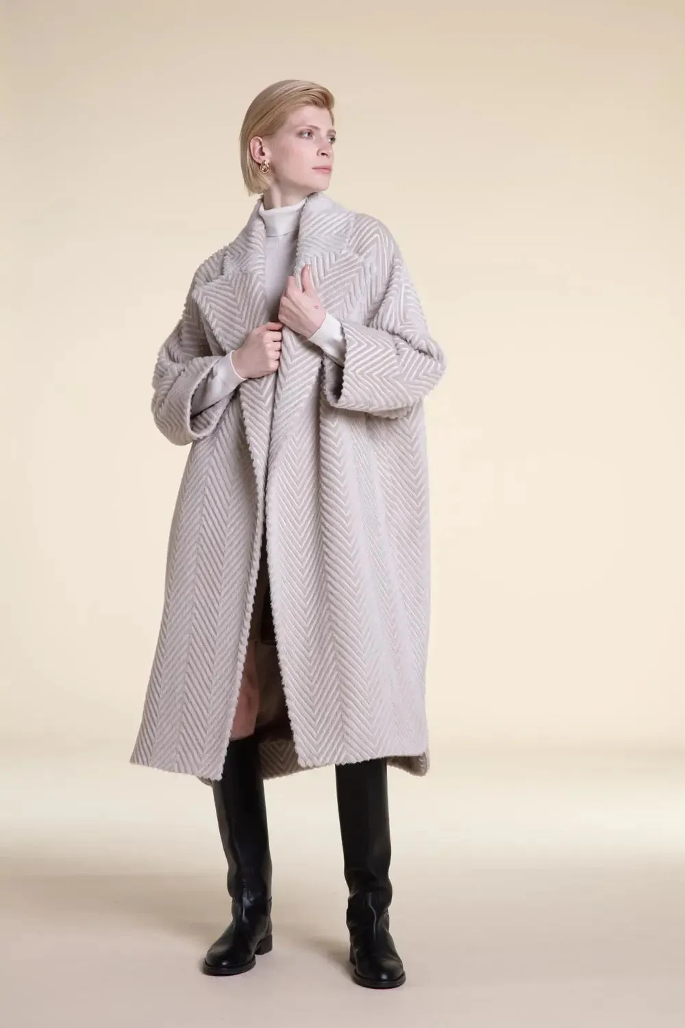 Beige long winter coat