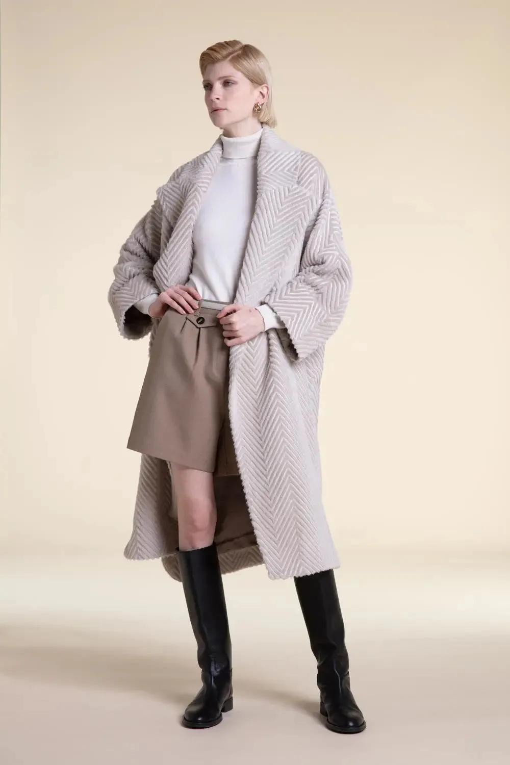 Beige long winter coat