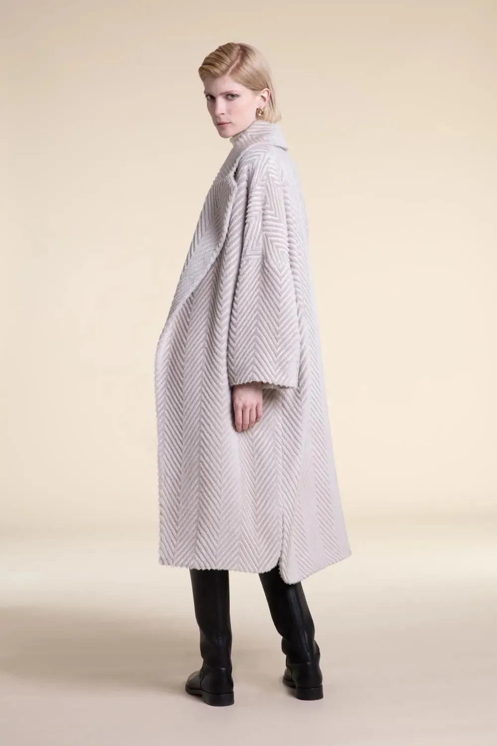 Beige long winter coat