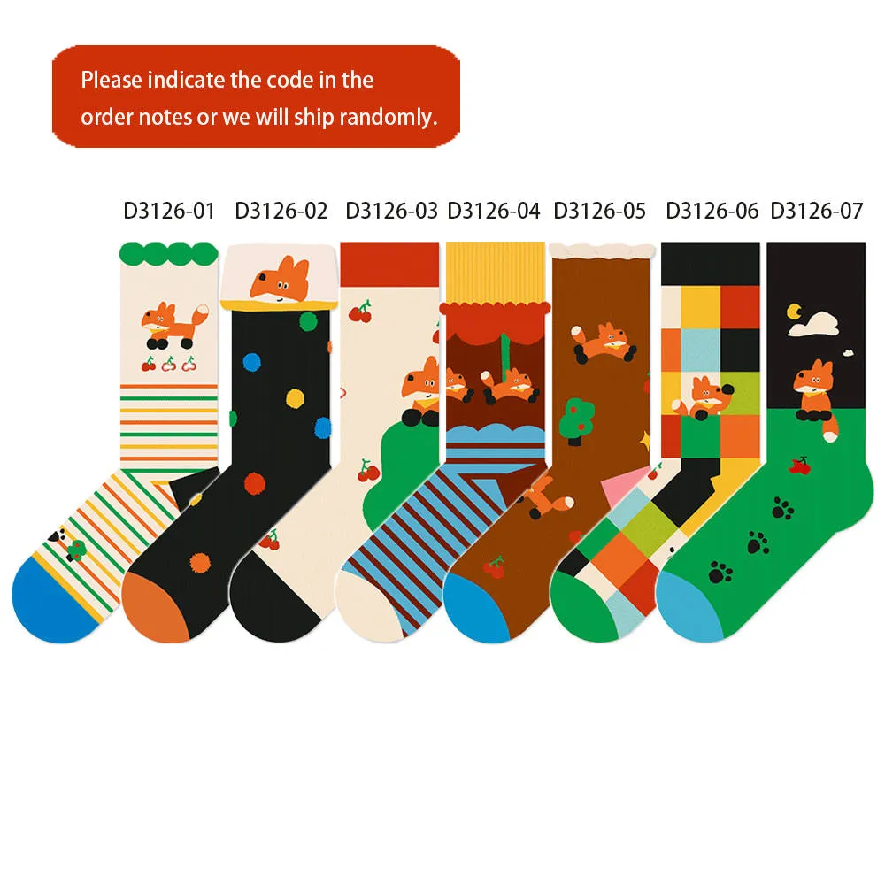 Beligogo 7-Pack Fashionable Vulpes Crew Socks for Men & Women