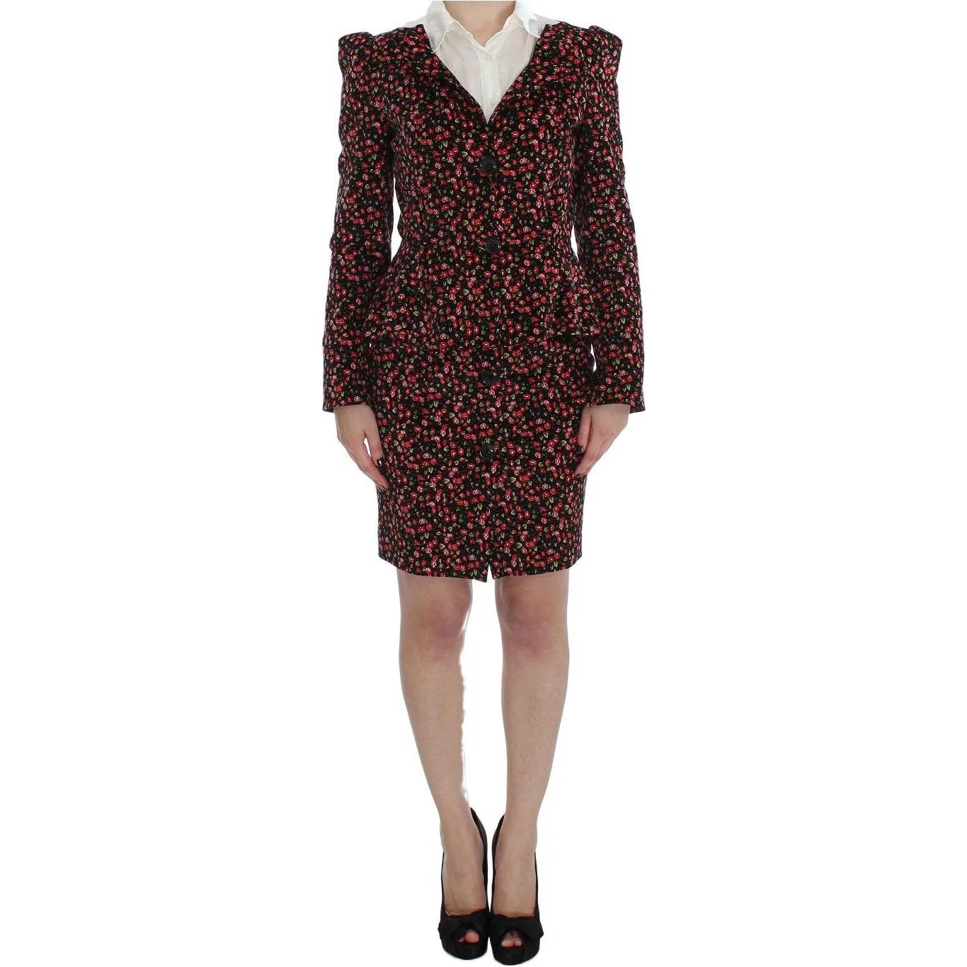 BENCIVENGA Elegant Floral Two-Piece Skirt Suit Set