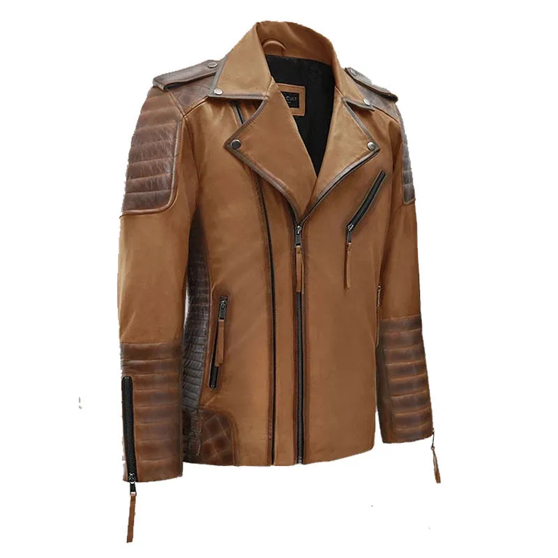 Best Style Fashion Biker Boys Charles Burnt Tan Leather Jacket