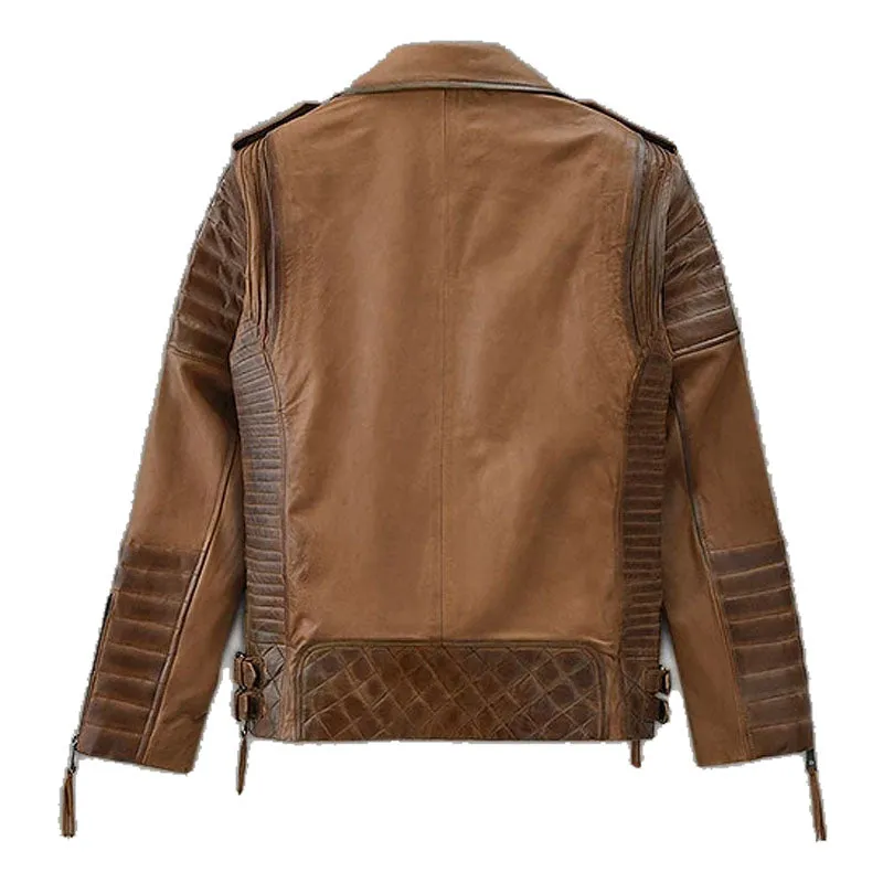 Best Style Fashion Biker Boys Charles Burnt Tan Leather Jacket