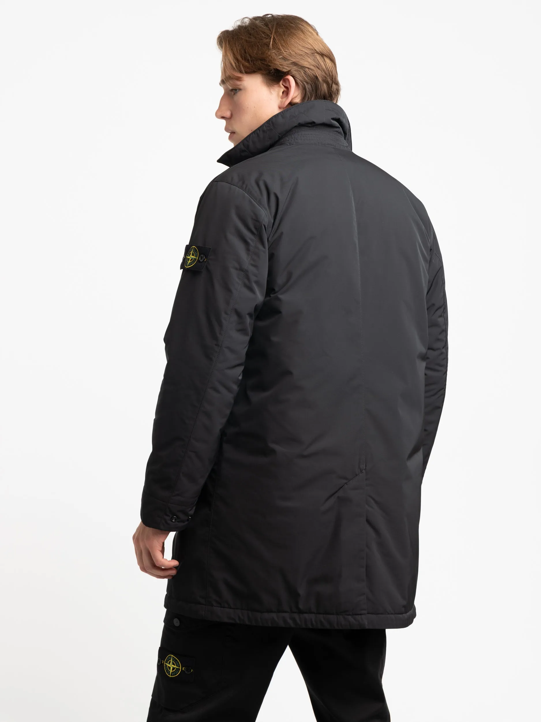 Black Micro Twill PrimaLoft® Raincoat