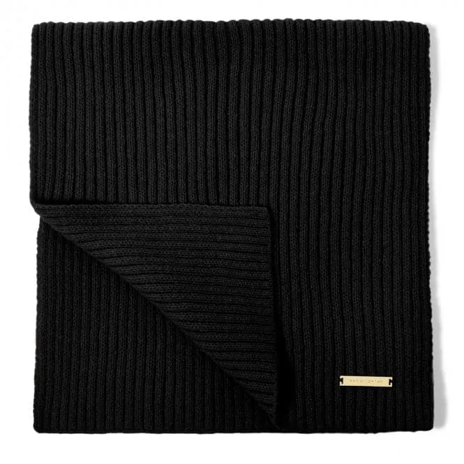 Black Ribbed Knit Scarf KLS540