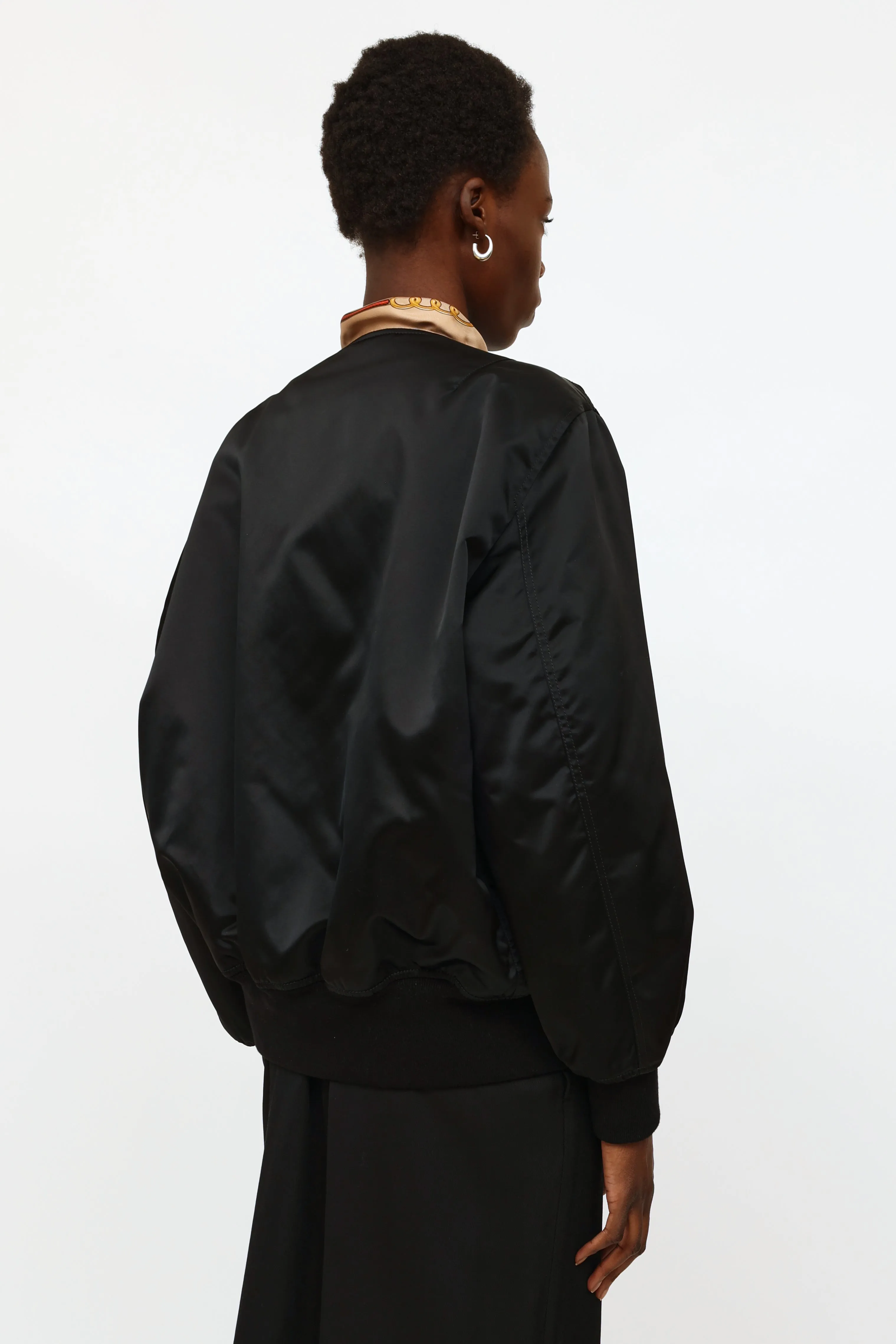 Black Scarf Bomber Jacket