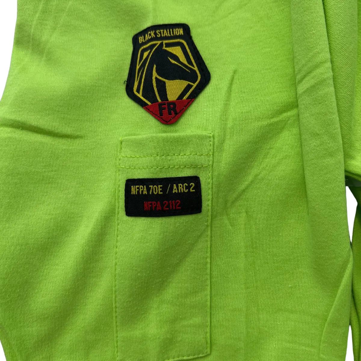 Black Stallion FR Cotton 7 oz Knit Long-Sleeve T-Shirt, Safety Lime - TF2510-LM