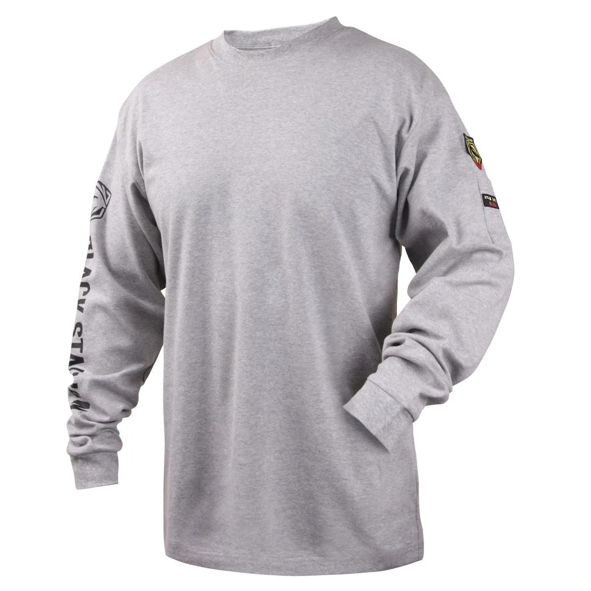 Black Stallion FR Cotton Knit 7 oz Long-Sleeve T-Shirt, Gray - TF2510-GY