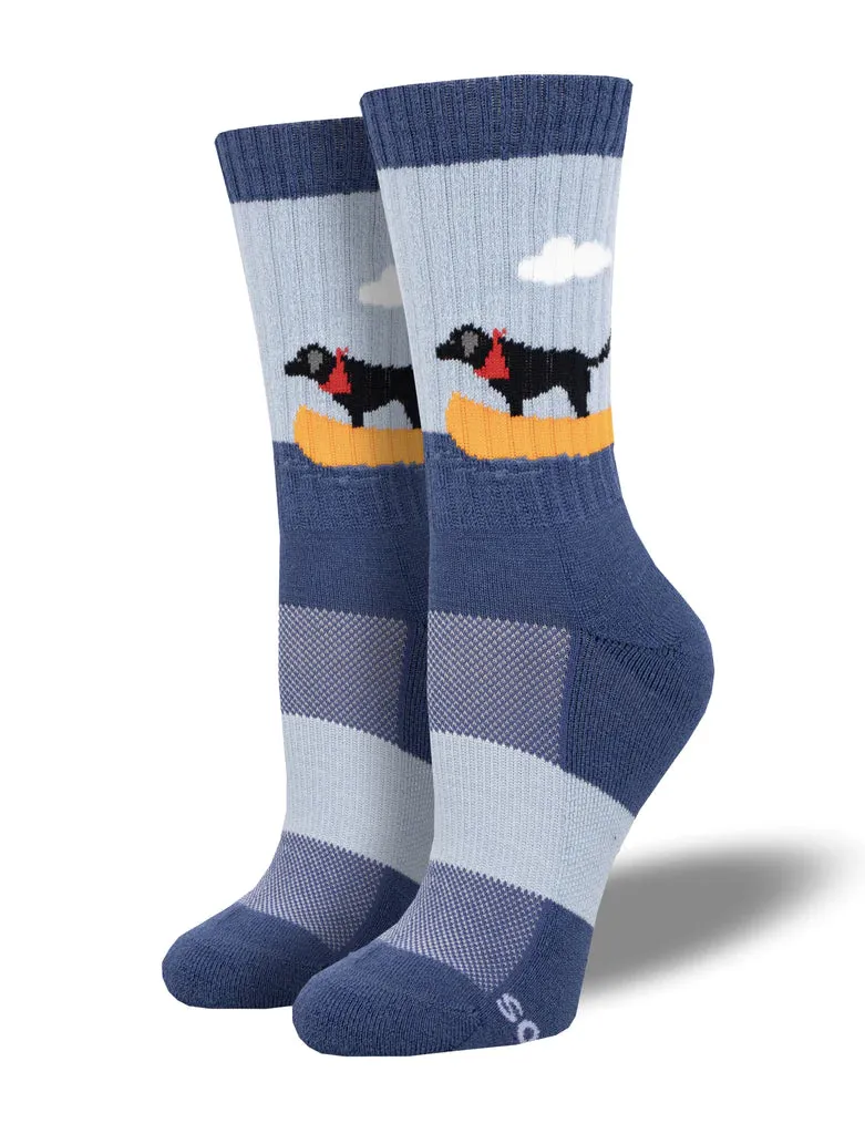 Boat Dog, Black Lab (Blue) Merino Wool Unisex S/M Crew Sock