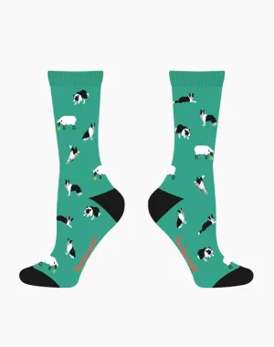 Border Collie Women's Bamboo Crew Socks