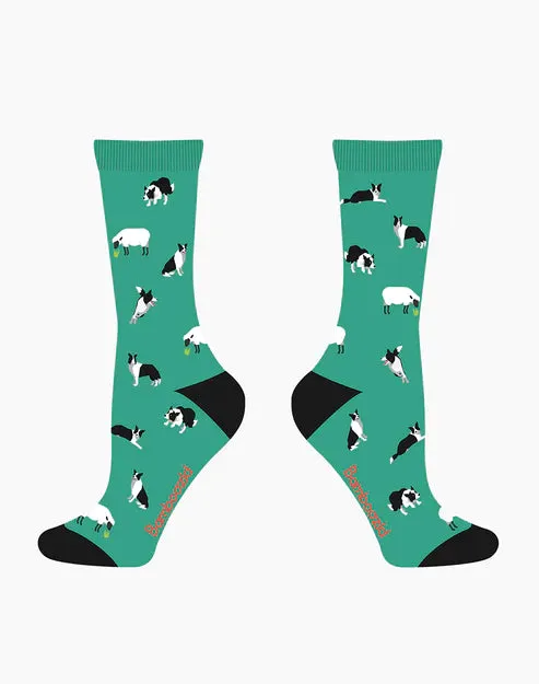 Border Collie Women's Bamboo Crew Socks