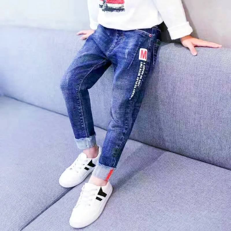 Boys Jeans Autumn And Winter New One-piece Velvet