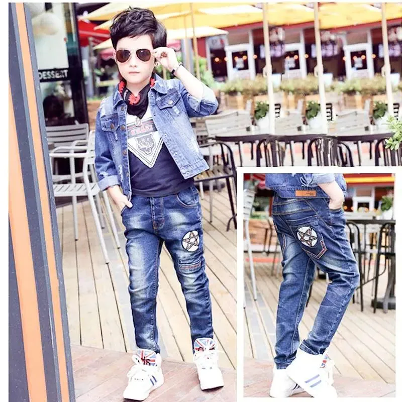 Boys Jeans Autumn And Winter New One-piece Velvet