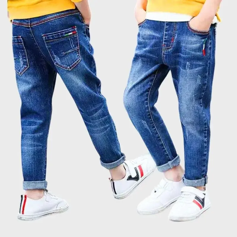 Boys Jeans Autumn And Winter New One-piece Velvet