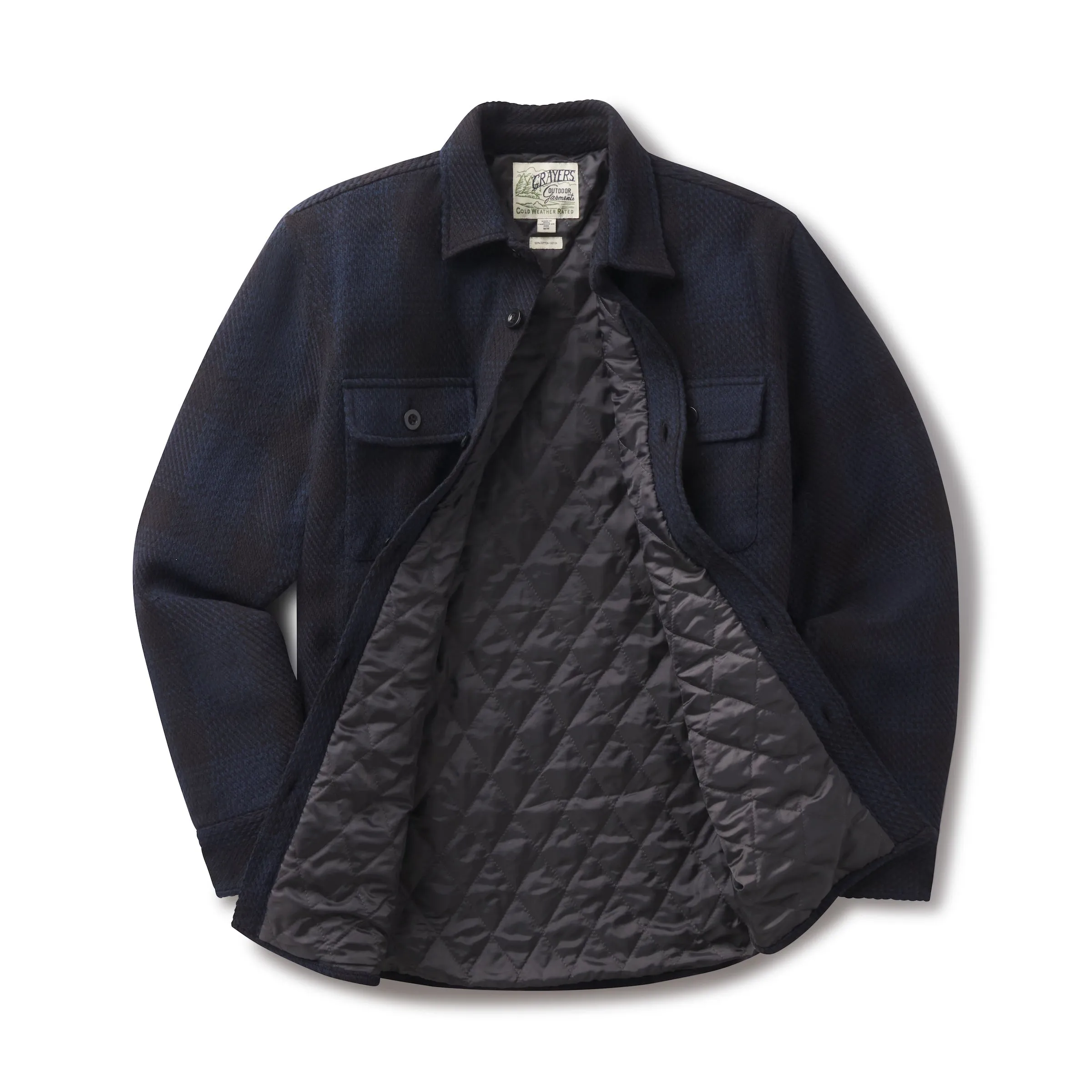 Brawny Twill Quilted Shirt Jacket - Navy