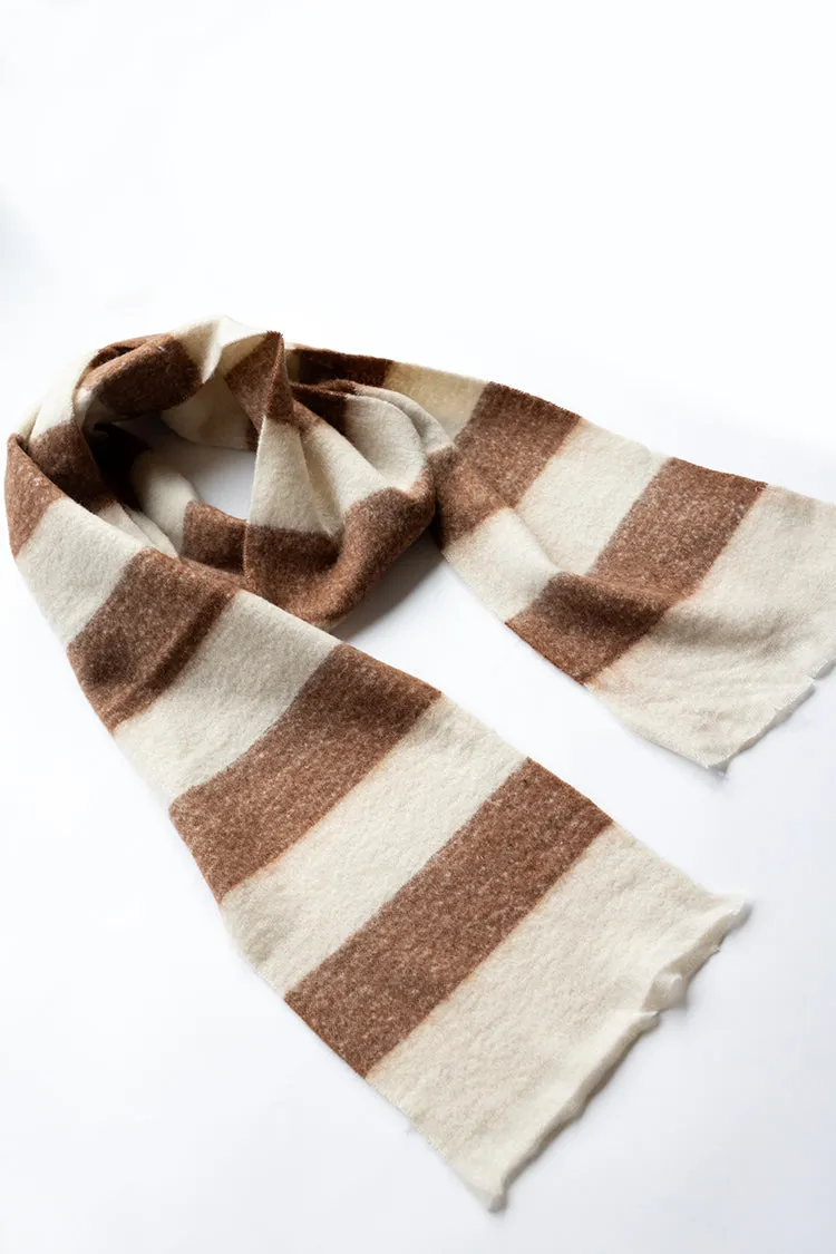 Brown and Cream Striped Chunky Scarf