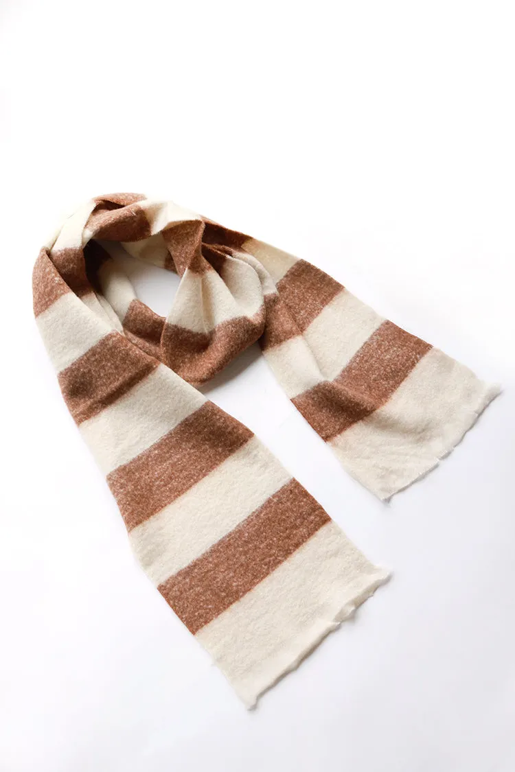 Brown and Cream Striped Chunky Scarf