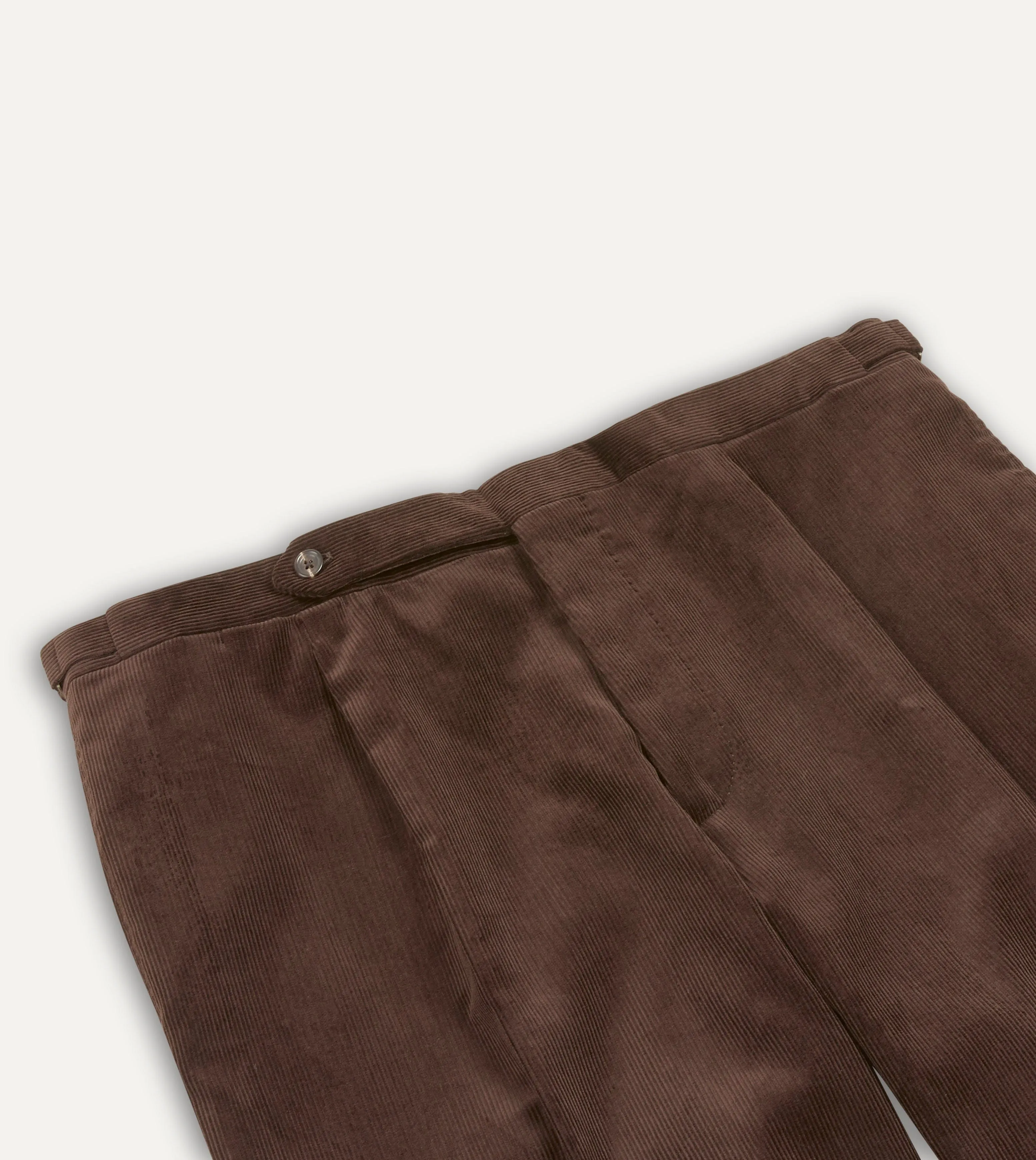 Brown Mid-Wale Corduroy Single Pleat Trouser