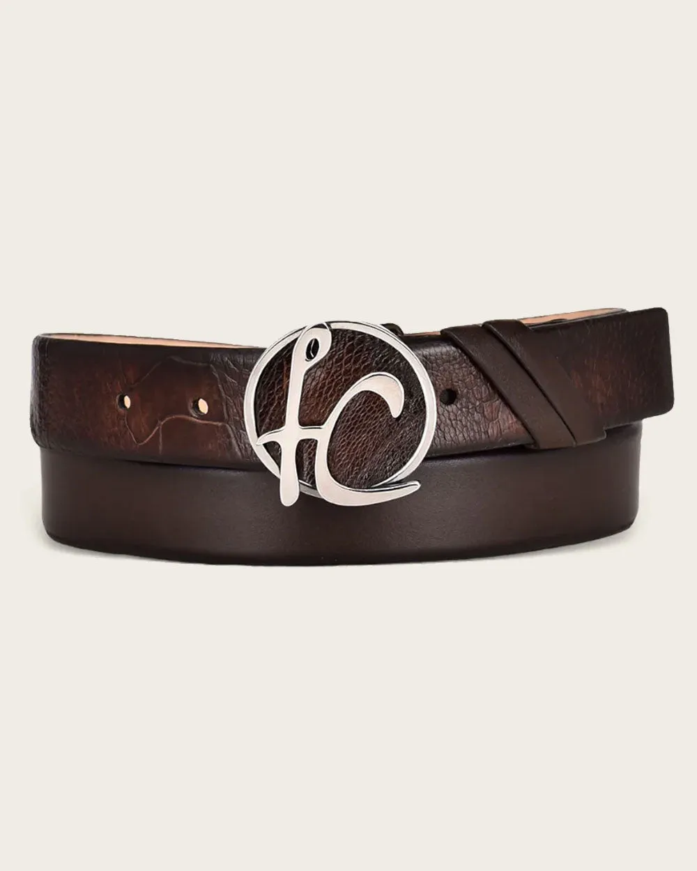 Brown ostrich leg Belt