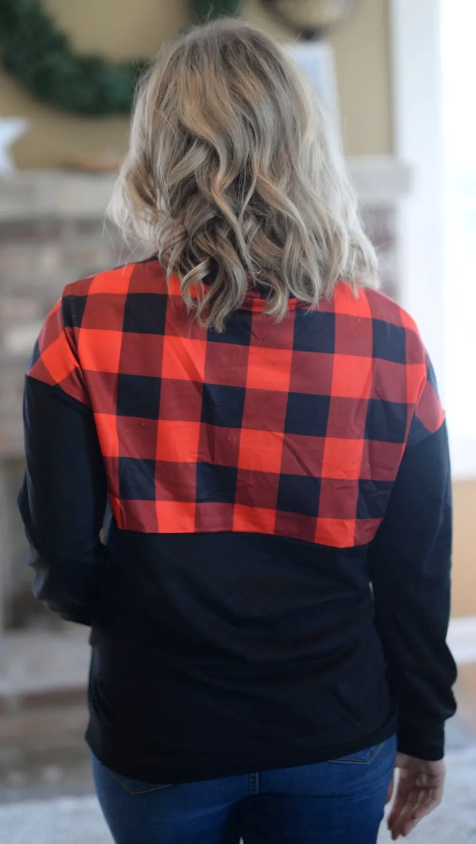 Buffalo Plaid Zip Up Pullover