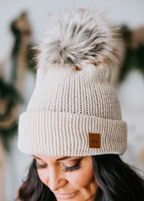 Cable Knit Pom Beanie